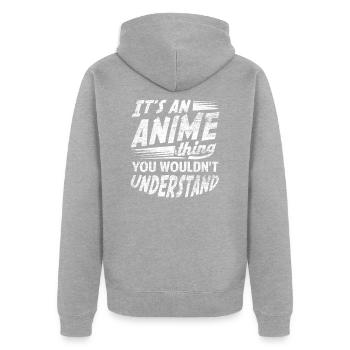 Anime - Unisex Premium Organic Zip Hoodie - heather grey - Back - Nico (187cm)