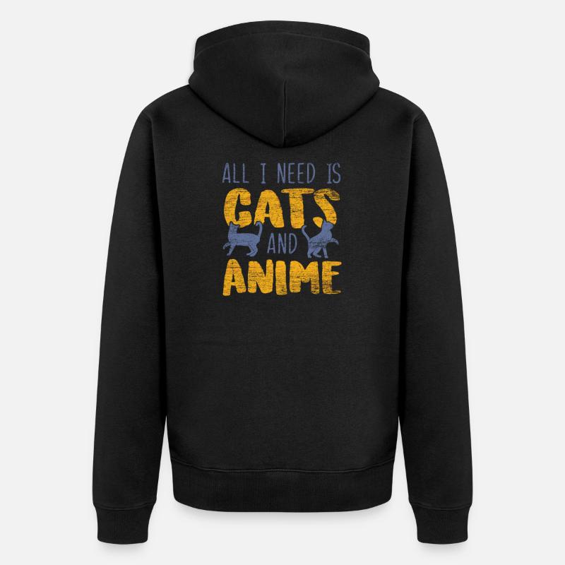 Anime et chats - Veste à capuche bio Premium Unisexe - noir
