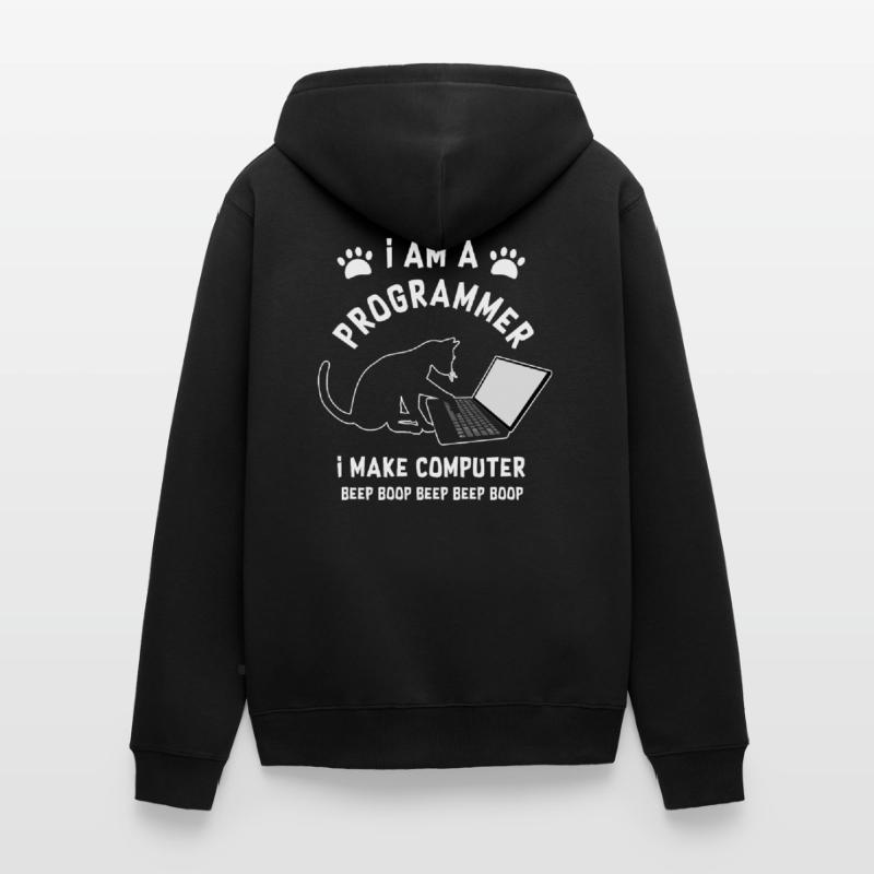 Programmeur Cat Programmeur ordinateur chat Veste à capuche bio Premium Unisexe
