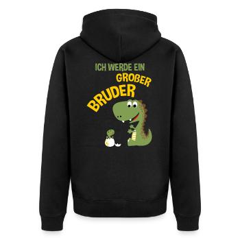 Ich Werde Ein Großer Bruder Dinosaurier Dino - Unisex Premium Bio Zip Hoodie - Schwarz - Hinten - Nico (187cm)