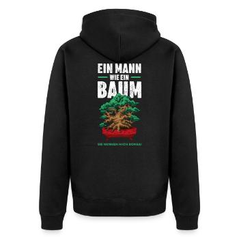 Lustiger Spruch für Kleine Männer kleinwüchsig Fun - Unisex Premium Bio Zip Hoodie - Schwarz - Hinten - Nico (187cm)
