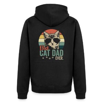 Bester Katzenpapa aller Zeiten - Unisex Premium Bio Zip Hoodie - Schwarz - Hinten - Nico (187cm)