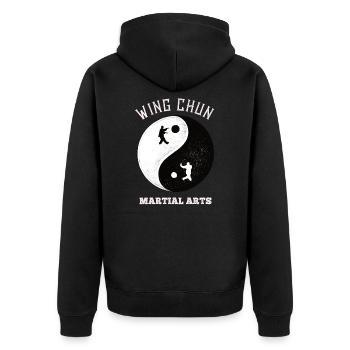 Wing Chun Kung Fu Martial Arts - Unisex Premium Bio Zip Hoodie - Schwarz - Hinten - Nico (187cm)