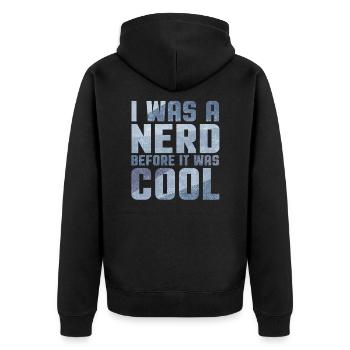 Nerd - Unisex Premium Organic Zip Hoodie - black - Back - Nico (187cm)