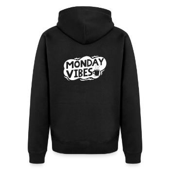 Montag - Unisex Premium Bio Zip Hoodie - Schwarz - Hinten - Nico (187cm)