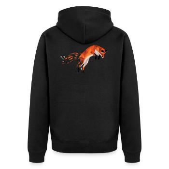 Geometrische Tiere - Geometrischer Fuchs - Unisex Premium Bio Zip Hoodie - Schwarz - Hinten - Nico (187cm)
