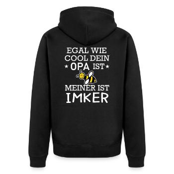 Egal wie cool dein Opa ist Imker Bienen - Unisex Premium Bio Zip Hoodie - Schwarz - Hinten - Nico (187cm)