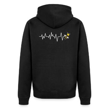 Herzschlag Herzlinie Bienen Biene Imker - Unisex Premium Bio Zip Hoodie - Schwarz - Hinten - Nico (187cm)