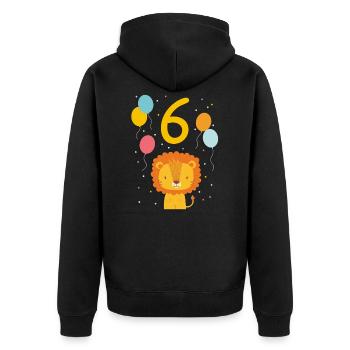 6th birthday birthday shirt lion sixth geb - Unisex Premium Organic Zip Hoodie - black - Back - Nico (187cm)
