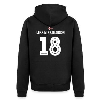 Island Fußball Party Trikot Leck mich am Arsch - Unisex Premium Bio Zip Hoodie - Schwarz - Hinten - Nico (187cm)