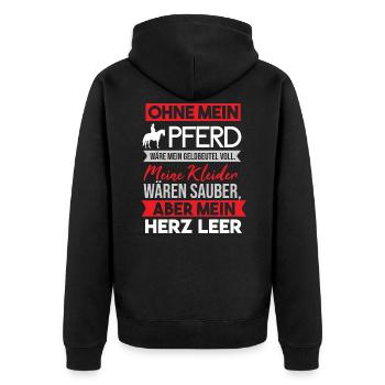 Lustiger Pferde Spruch für Reiter Pferd Geschenk - Unisex Premium Bio Zip Hoodie - Schwarz - Hinten - Nico (187cm)
