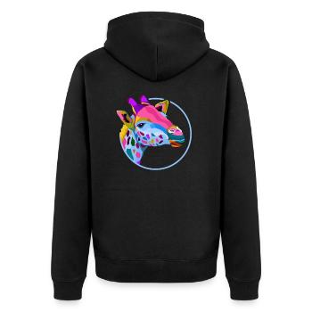 Girafe amour motif tache costume vintage rétro - Veste à capuche bio Premium Unisexe - noir - Dos - Nico (187cm)