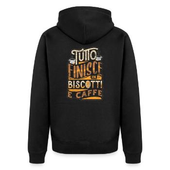 Italian Italy - Unisex Premium Organic Zip Hoodie - black - Back - Nico (187cm)