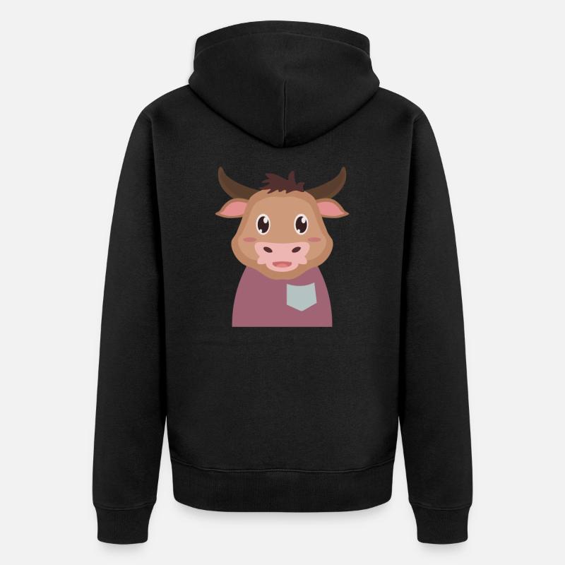 Kuh Bulle - Unisex Premium Bio Zip Hoodie - Schwarz