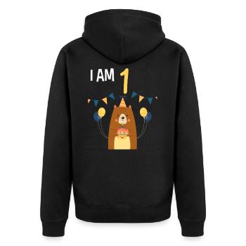 1er anniversaire chemise anniversaire ours 1 an - Veste à capuche bio Premium Unisexe - noir - Dos - Nico (187cm)