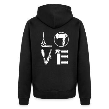 Friseurin Love Job Friseur Salon Friseure Geschenk - Unisex Premium Bio Zip Hoodie - Schwarz - Hinten - Nico (187cm)