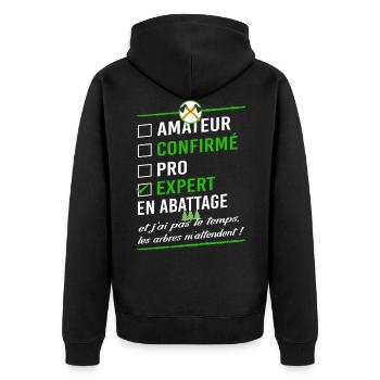 Bûcheron - Élagueur - Cadeau humour et drôle - Veste à capuche bio Premium Unisexe - noir - Dos - Nico (187cm)