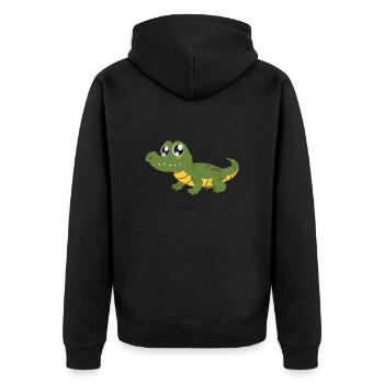 Krokodil - Unisex Premium Bio Zip Hoodie - Schwarz - Hinten - Nico (187cm)
