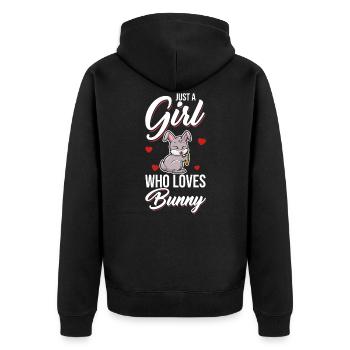 Juste une fille qui aime Bunny Rabbit Rabbit - Veste à capuche bio Premium Unisexe - noir - Dos - Nico (187cm)