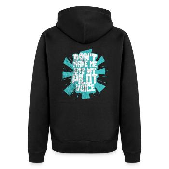 pilot - Unisex Premium Organic Zip Hoodie - black - Back - Nico (187cm)