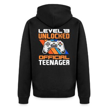 13. Geburtstag Jungen Teenager Geburtstag Gamer - Unisex Premium Bio Zip Hoodie - Schwarz - Hinten - Nico (187cm)