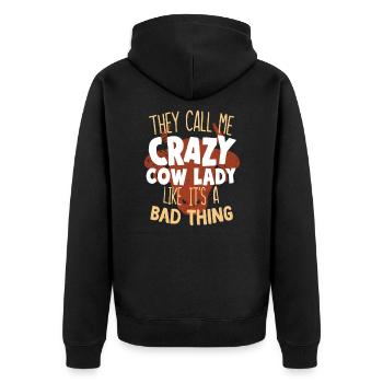 Cow peasant woman - Unisex Premium Organic Zip Hoodie - black - Back - Nico (187cm)