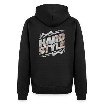 Hardstyle Techno - Unisex Premium Bio Zip Hoodie - Schwarz - Hinten - Nico (187cm)