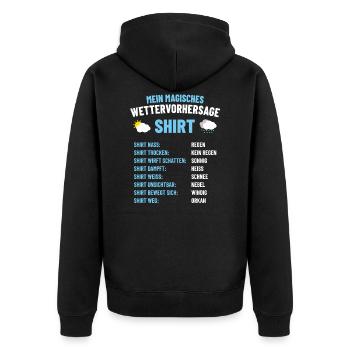 lustiges Wetter Meteorolgie Wettervorhersage Shirt - Unisex Premium Bio Zip Hoodie - Schwarz - Hinten - Nico (187cm)