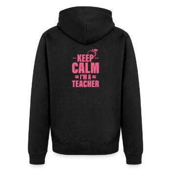 Lehrer - Unisex Premium Bio Zip Hoodie - Schwarz - Hinten - Nico (187cm)