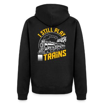 Model railway model making train trains train drivers - Unisex Premium Organic Zip Hoodie - black - Back - Nico (187cm)