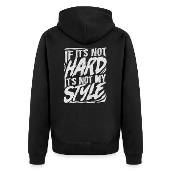 Hardstyle techno - Unisex Premium Organic Zip Hoodie - black - Back - Nico (187cm)