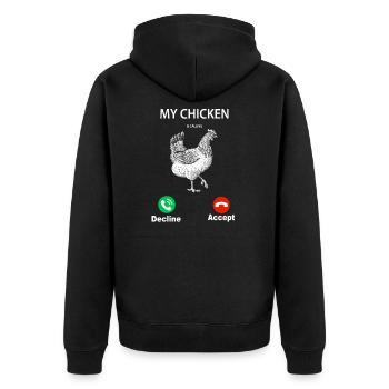 My Chicken Is Calling My Chicken Is Calling Chicken Farmer - Unisex Premium Organic Zip Hoodie - black - Back - Nico (187cm)