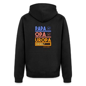 Uropa Opa Papa Geschenk werdender Uropas - Unisex Premium Bio Zip Hoodie - Schwarz - Hinten - Nico (187cm)