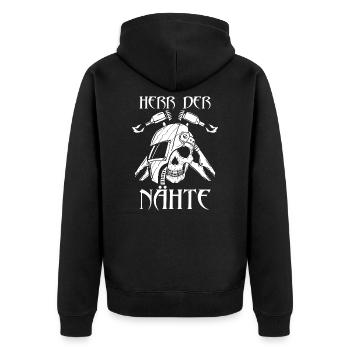 Schweißer Herr der Nähte Schweisser Meister - Unisex Premium Bio Zip Hoodie - Schwarz - Hinten - Nico (187cm)
