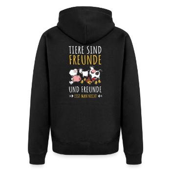 Tiere sind Freunde Vegan Leben Veganer Veganerin - Unisex Premium Bio Zip Hoodie - Schwarz - Hinten - Nico (187cm)