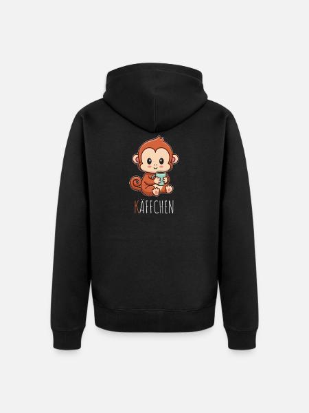 Käffchen Monkey med kopp kaffe Kaffedrickare - Ekologisk premiumluvjack unisex - svart