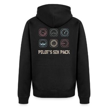 Pilot Flugzeug Fliegen Six Pack aircraft aviation - Unisex Premium Bio Zip Hoodie - Schwarz - Hinten - Nico (187cm)