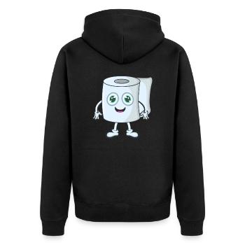 Toilettenpapier Klopapier - Unisex Premium Bio Zip Hoodie - Schwarz - Hinten - Nico (187cm)