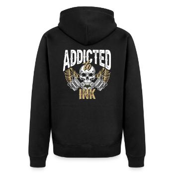 Addicted To Ink Tattoo Tattoo Artist Tattoos Gift - Unisex Premium Organic Zip Hoodie - black - Back - Nico (187cm)