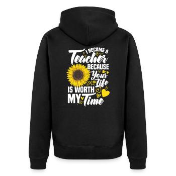 Teacher Teacher Primary school teacher School - Unisex Premium Organic Zip Hoodie - black - Back - Nico (187cm)
