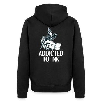 Addicted To Ink Tattoo Tattoo Artist Tattoos Gift - Unisex Premium Organic Zip Hoodie - black - Back - Nico (187cm)