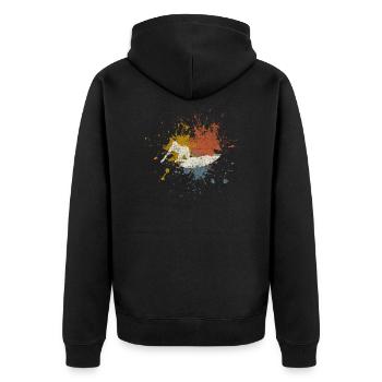Surfer Vintage Surfen - Unisex Premium Bio Zip Hoodie - Schwarz - Hinten - Nico (187cm)
