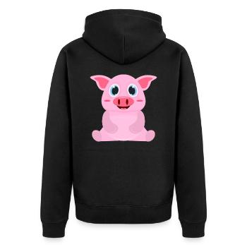 Schwein Comic - Unisex Premium Organic Zip Hoodie - black - Back - Nico (187cm)