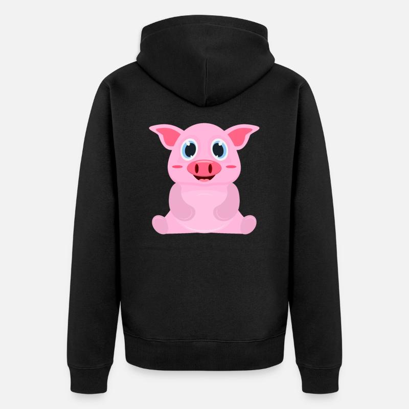 Schwein Comic - Unisex Premium Bio Zip Hoodie - Schwarz