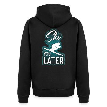 Ski you later Skifahrer Apres-Ski Sprüche lustiges - Unisex Premium Bio Zip Hoodie - Schwarz - Hinten - Nico (187cm)