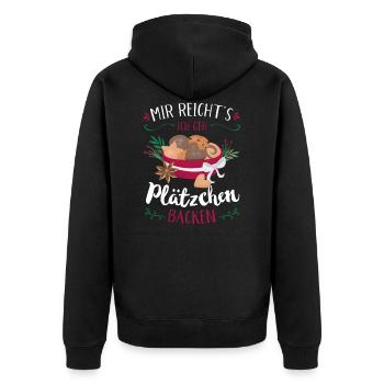Mir reicht's ich geh Plätzchen backen Weihnachten - Unisex Premium Bio Zip Hoodie - Schwarz - Hinten - Nico (187cm)