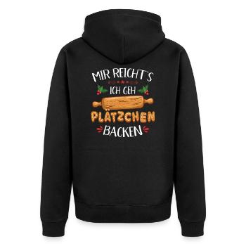 Mir reicht's ich geh Plätzchen backen Weihnachten - Unisex Premium Bio Zip Hoodie - Schwarz - Hinten - Nico (187cm)