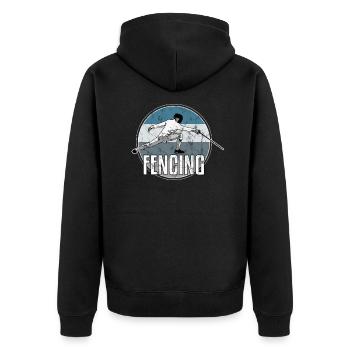 Fechten - Unisex Premium Bio Zip Hoodie - Schwarz - Hinten - Nico (187cm)