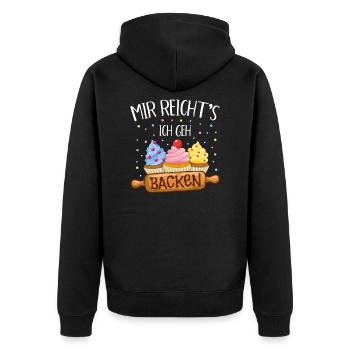 Mir reichts ich geh backen Naschkatze Hobbybäcker - Unisex Premium Bio Zip Hoodie - Schwarz - Hinten - Nico (187cm)