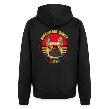 7e anniversaire du bouledogue français génial depuis 2014 - Veste à capuche bio Premium Unisexe - noir - Dos - Nico (187cm)